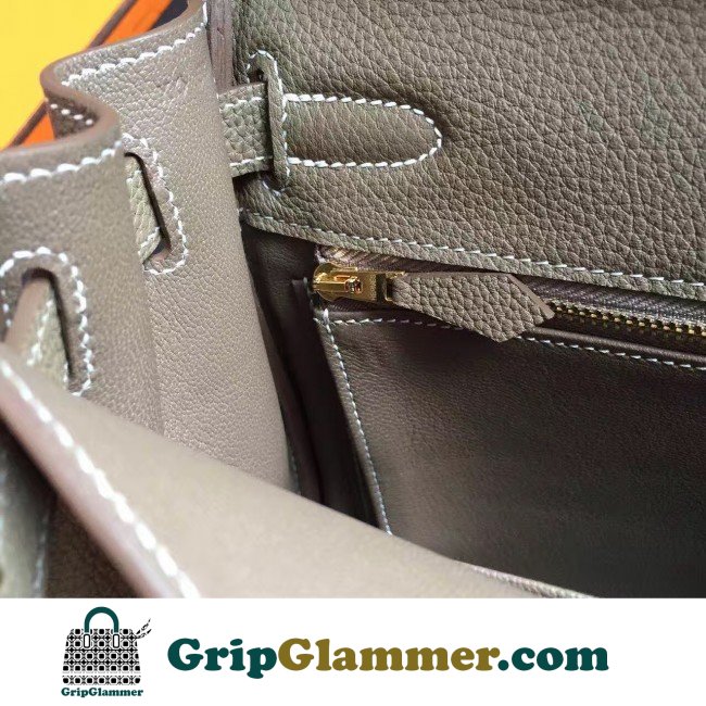 Hermes Etoupe Clemence Birkin 30cm Lushentic AAAAA Grade Replica - Image 3