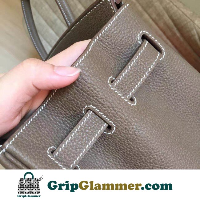 Hermes Etoupe Clemence Birkin 30cm Lushentic AAAAA Grade Replica - Image 9