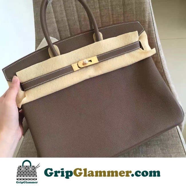 Hermes Etoupe Clemence Birkin 30cm Lushentic AAAAA Grade Replica