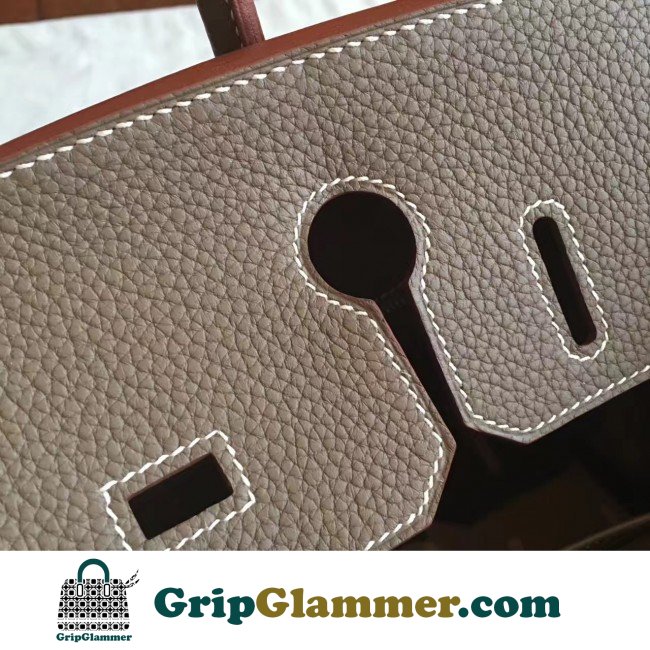 Hermes Etoupe Clemence Birkin 25cm Lushentic AAAAA Grade Replica - Image 5