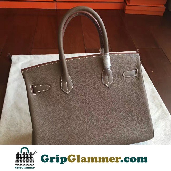 Hermes Etoupe Clemence Birkin 25cm Lushentic AAAAA Grade Replica - Image 6