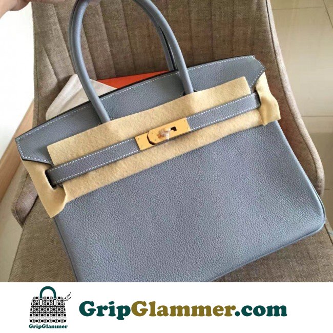Hermes Blue Lin Clemence Birkin 30cm Lushentic AAAAA Grade Replica