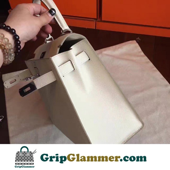 Hermes White Epsom Kelly Sellier 28cm Lushentic AAAAA Grade Replica - Image 7