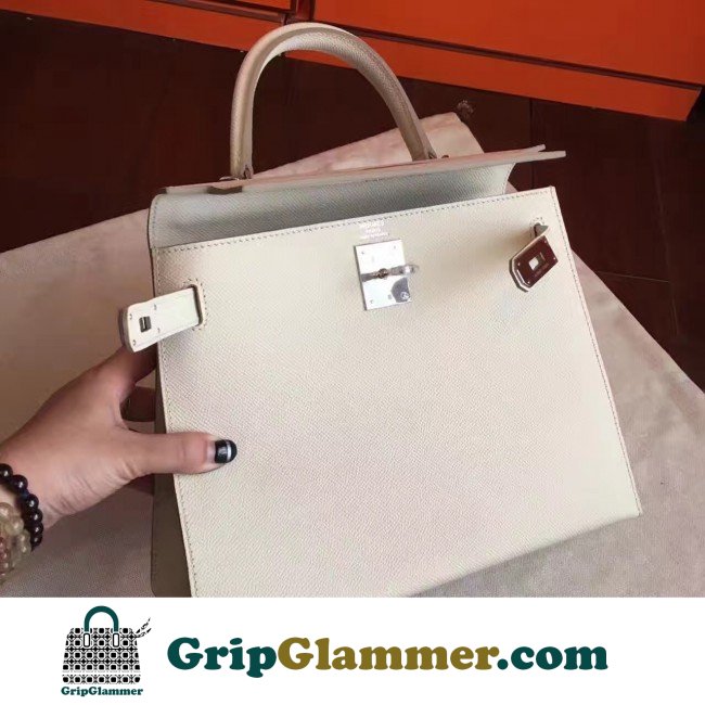 Hermes White Epsom Kelly Sellier 28cm Lushentic AAAAA Grade Replica - Image 8