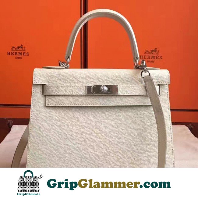 Hermes White Epsom Kelly Sellier 28cm Lushentic AAAAA Grade Replica