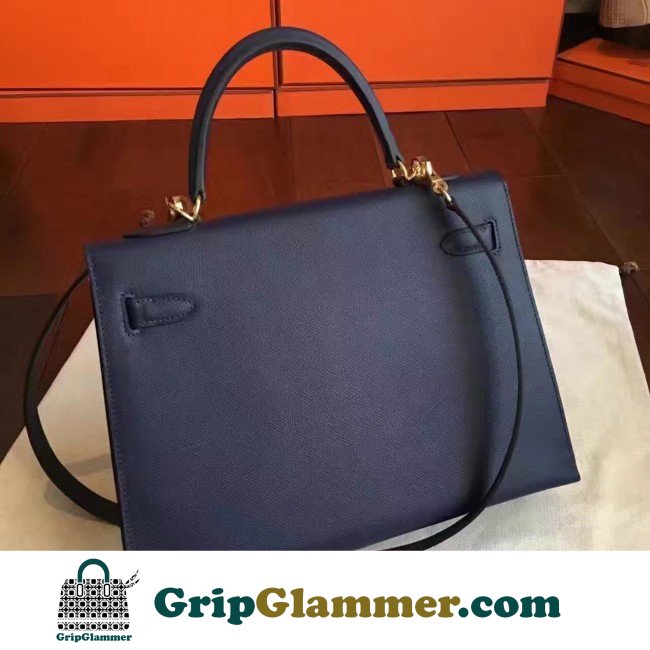 Hermes Sapphire Epsom Kelly 32cm Sellier Lushentic AAAAA Grade Replica - Image 5