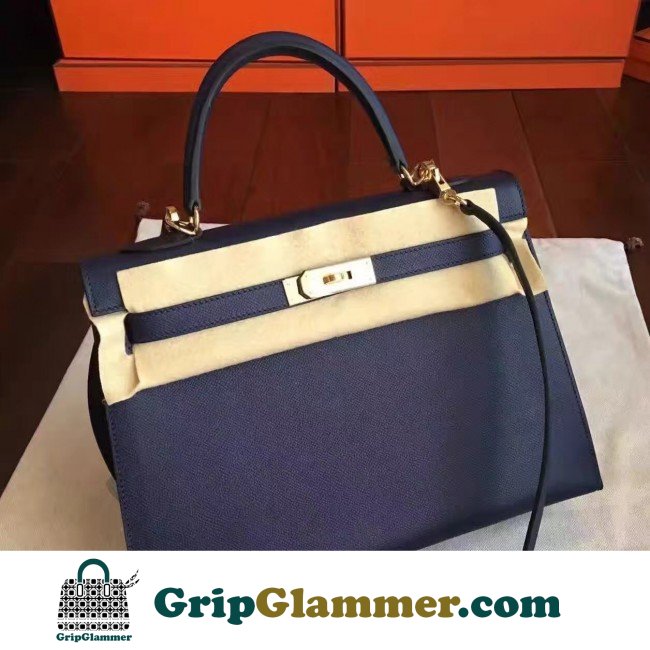 Hermes Sapphire Epsom Kelly 32cm Sellier Lushentic AAAAA Grade Replica