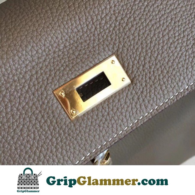 Hermes Taupe Clemence Kelly 35cm Lushentic AAAAA Grade Replica - Image 8