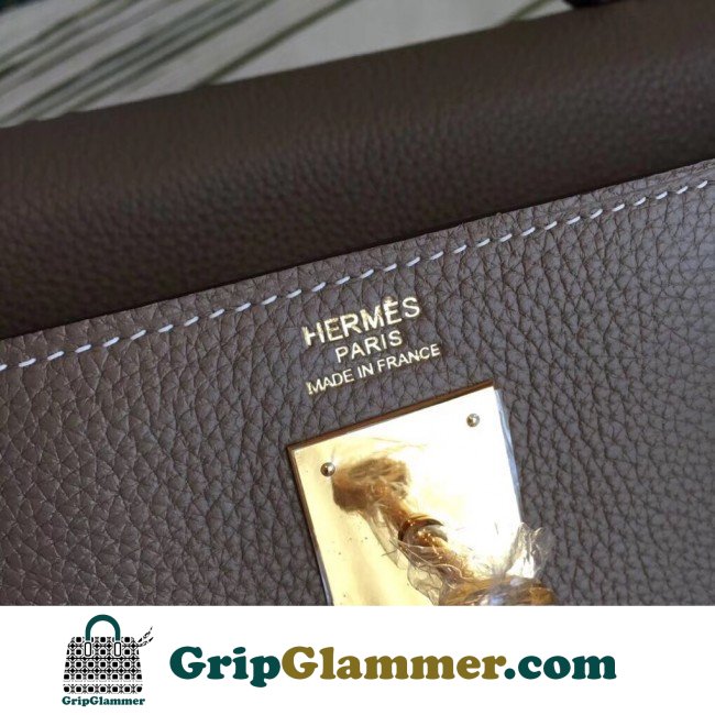 Hermes Taupe Clemence Kelly 35cm Lushentic AAAAA Grade Replica - Image 9