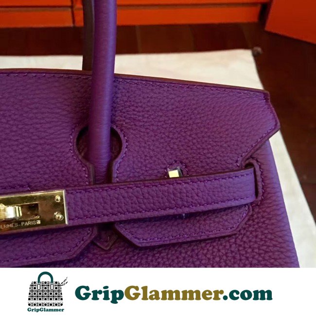 Hermes Cyclamen Clemence Birkin 25cm Lushentic Grade Replica - Image 5