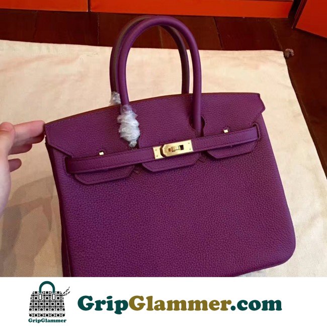 Hermes Cyclamen Clemence Birkin 25cm Lushentic Grade Replica - Image 9