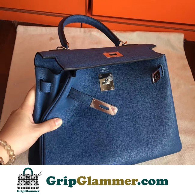 Hermes Blue Agate Clemence Kelly Retourne 28cm Lushentic AAAAA Grade Replica - Image 2