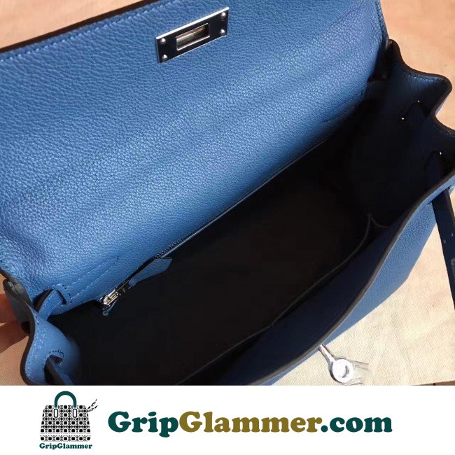 Hermes Blue Agate Clemence Kelly Retourne 28cm Lushentic AAAAA Grade Replica - Image 5