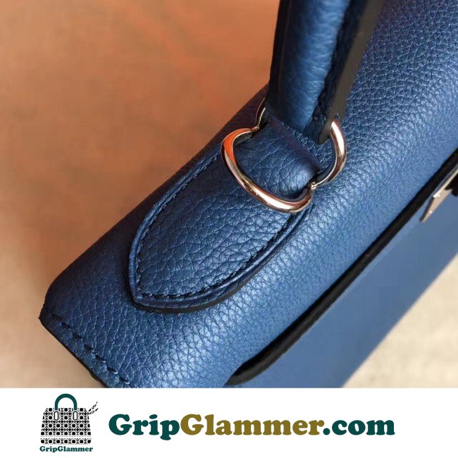Hermes Blue Agate Clemence Kelly Retourne 28cm Lushentic AAAAA Grade Replica - Image 7