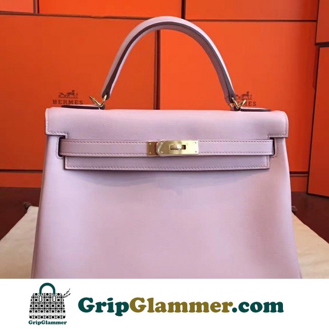 Hermes Rose Dragee Swift Kelly Retourne 32cm Lushentic AAAAA Grade Replica