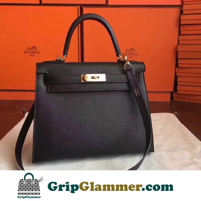 Hermes Black Epsom Kelly Sellier 28cm Lushentic AAAAA Grade Replica - Image 8