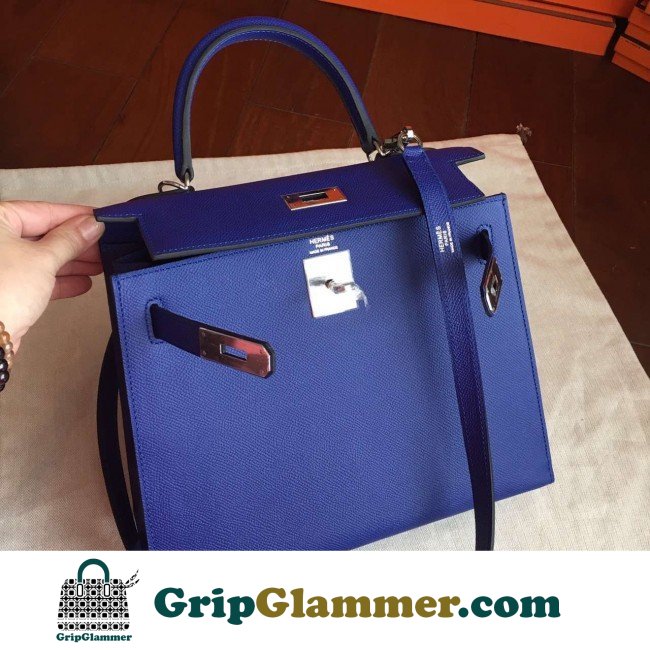 Hermes Blue Electric Epsom Kelly Sellier 28cm Lushentic AAAAA Grade Replica - Image 8