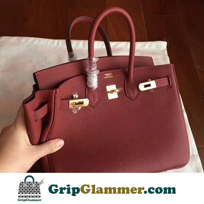 Hermes Bordeaux Clemence Birkin 25cm Lushentic AAAAA Grade Replica - Image 3