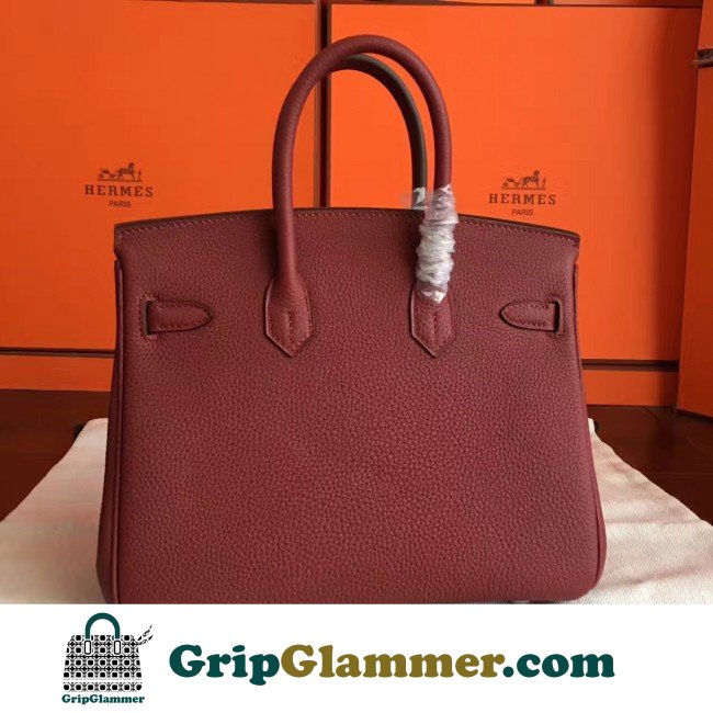 Hermes Bordeaux Clemence Birkin 25cm Lushentic AAAAA Grade Replica - Image 5