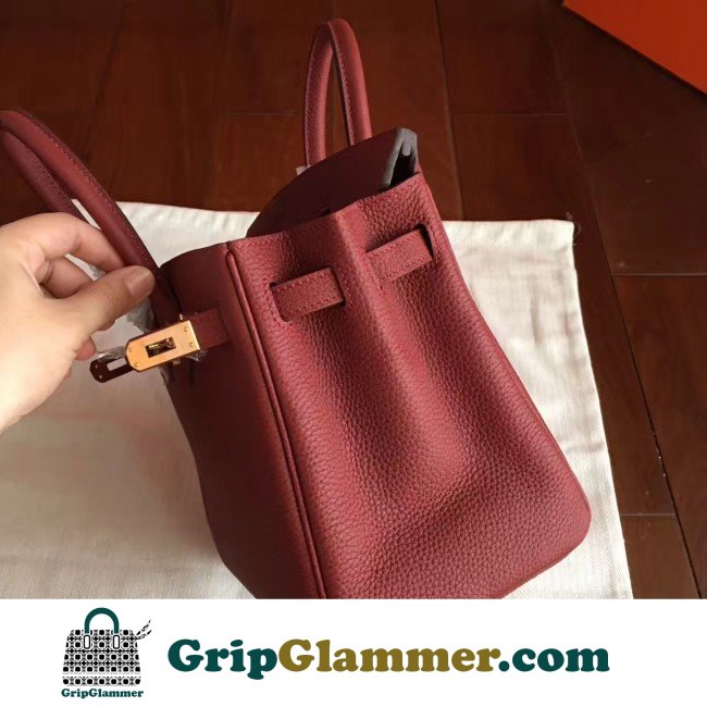 Hermes Bordeaux Clemence Birkin 25cm Lushentic AAAAA Grade Replica - Image 7