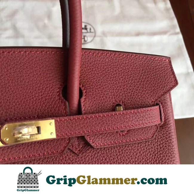 Hermes Bordeaux Clemence Birkin 25cm Lushentic AAAAA Grade Replica - Image 8