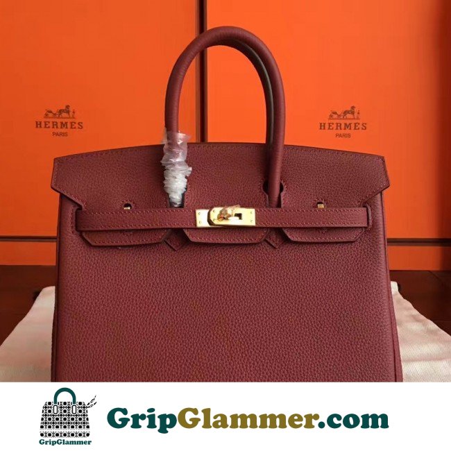 Hermes Bordeaux Clemence Birkin 25cm Lushentic AAAAA Grade Replica