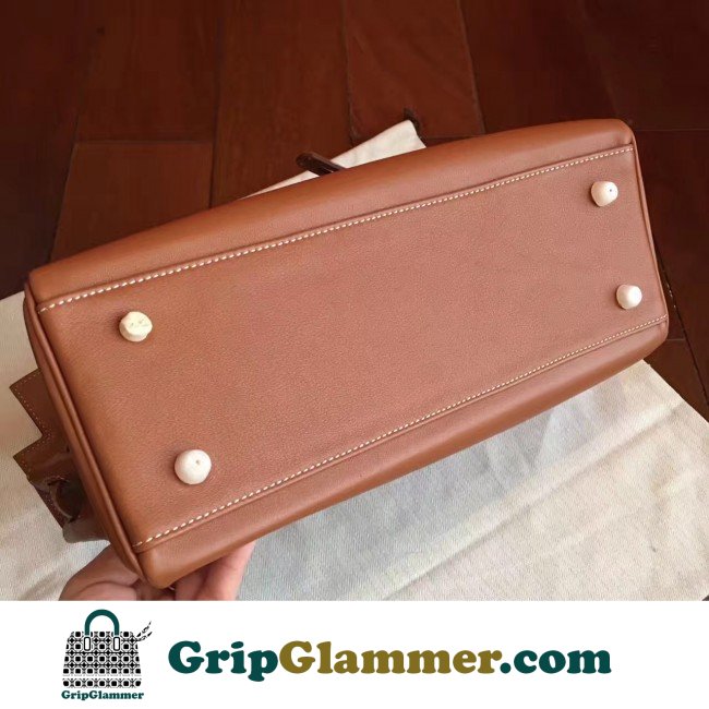 Hermes Brown Swift Kelly Retourne 32cm Lushentic AAAAA Grade Replica - Image 6