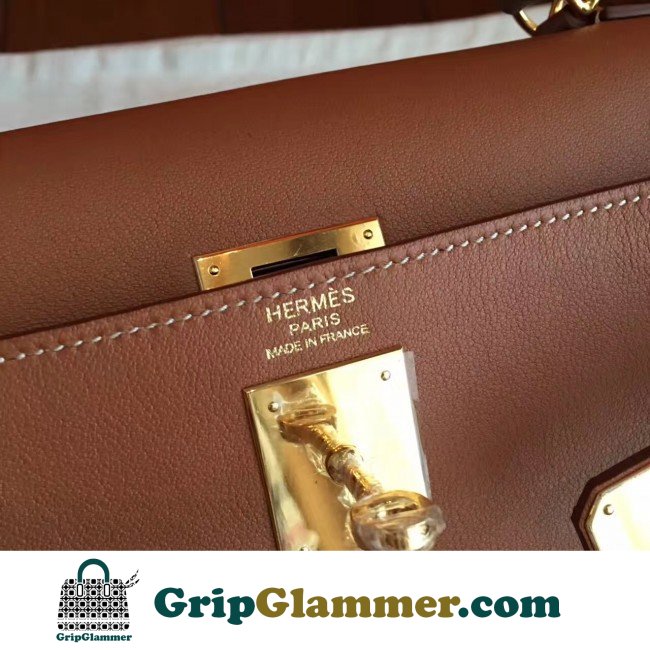Hermes Brown Swift Kelly Retourne 32cm Lushentic AAAAA Grade Replica - Image 7