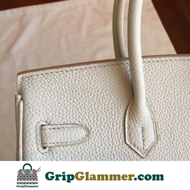Hermes Pearl Grey Clemence Birkin 30cm Lushentic AAAAA Grade Replica - Image 3