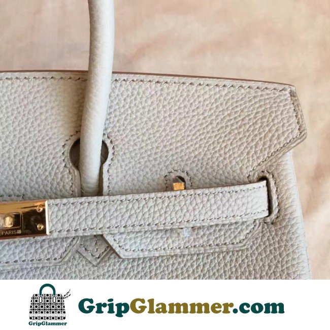Hermes Pearl Grey Clemence Birkin 30cm Lushentic AAAAA Grade Replica - Image 5