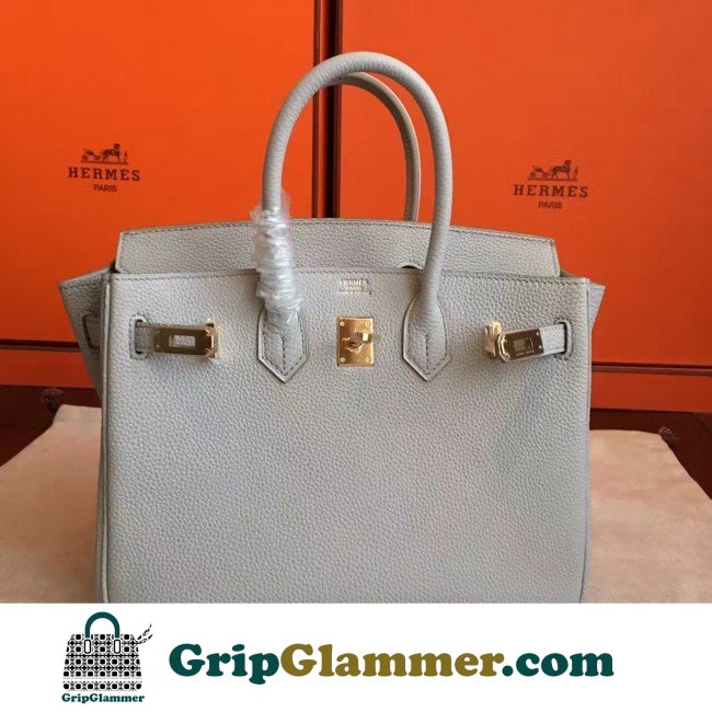 Hermes Pearl Grey Clemence Birkin 30cm Lushentic AAAAA Grade Replica - Image 7