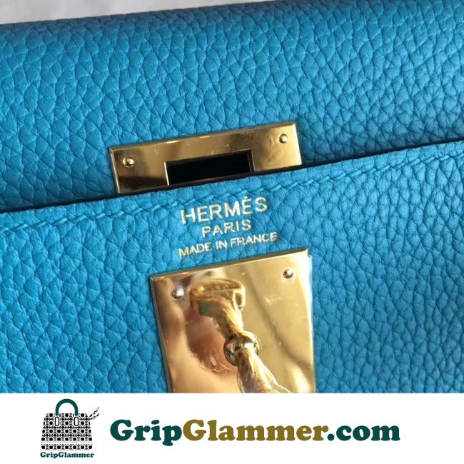 Hermes Turquoise Clemence Kelly Retourne 28cm Lushentic AAAAA Grade Replica - Image 7