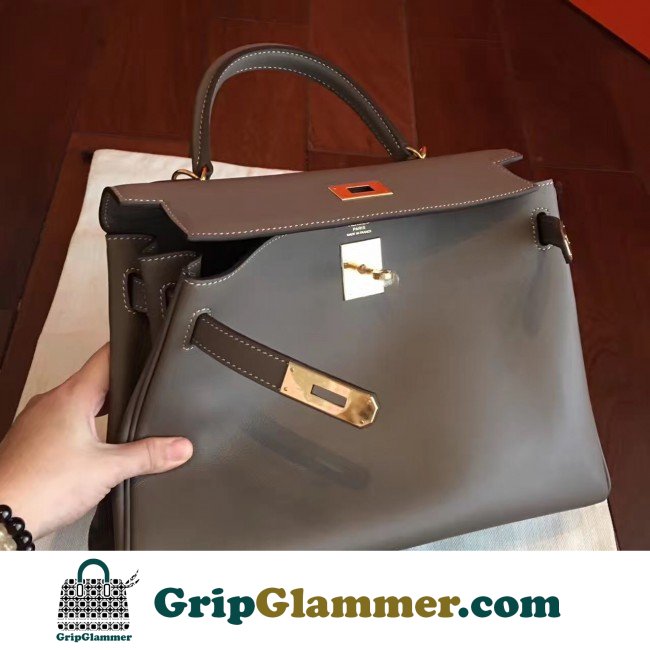 Hermes Etoupe Swift Kelly Retourne 32cm Lushentic AAAAA Grade Replica - Image 3