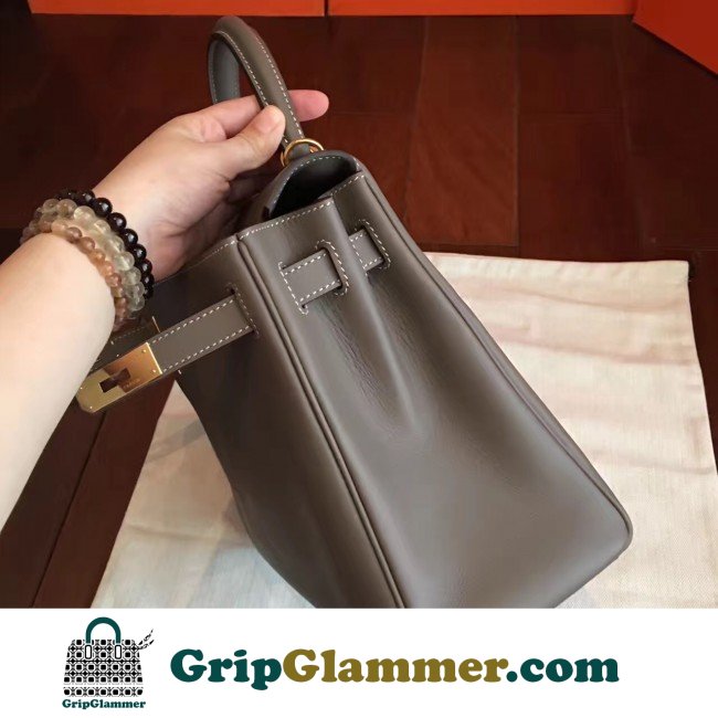 Hermes Etoupe Swift Kelly Retourne 32cm Lushentic AAAAA Grade Replica - Image 4