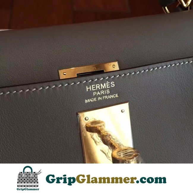Hermes Etoupe Swift Kelly Retourne 32cm Lushentic AAAAA Grade Replica - Image 7