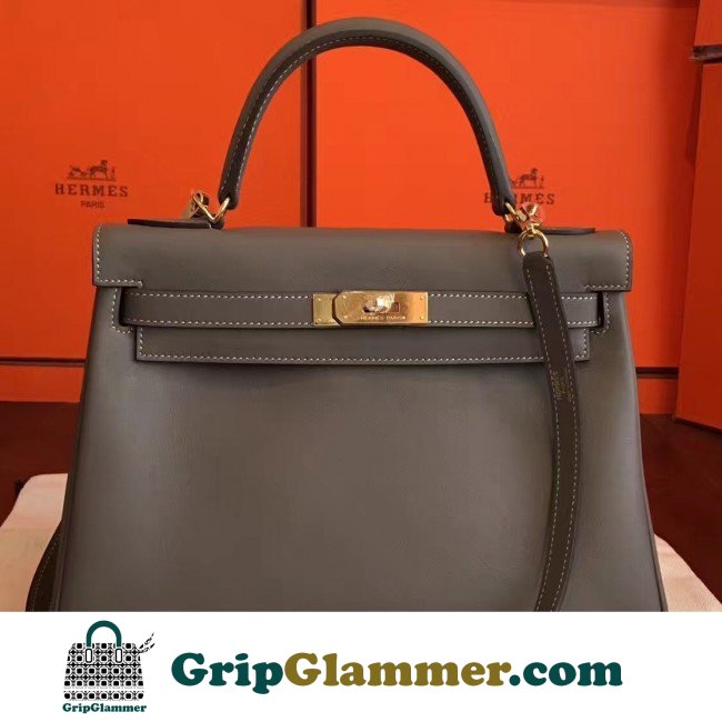 Hermes Etoupe Swift Kelly Retourne 32cm Lushentic AAAAA Grade Replica