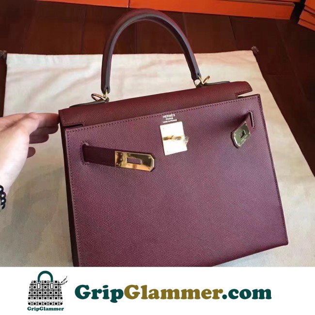 Hermes Bordeaux Epsom Kelly Sellier 28cm Lushentic AAAAA Grade Replica - Image 4
