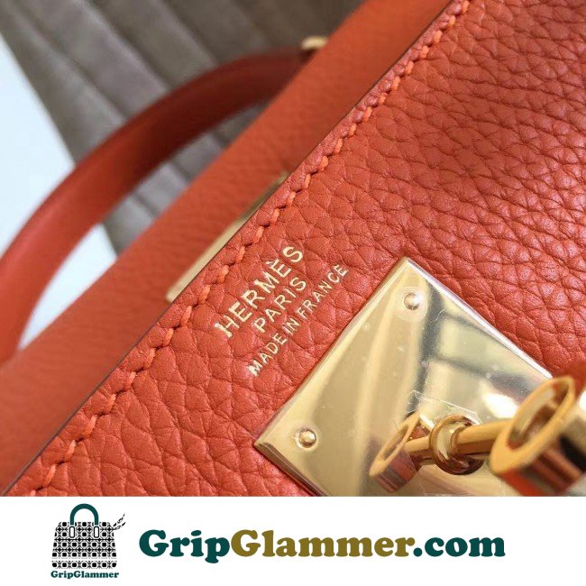 Hermes Orange Clemence Kelly Retourne 28cm Lushentic AAAAA Grade Replica - Image 2