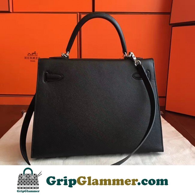 Hermes Black Epsom Kelly 32cm Sellier Lushentic AAAAA Grade Replica - Image 2