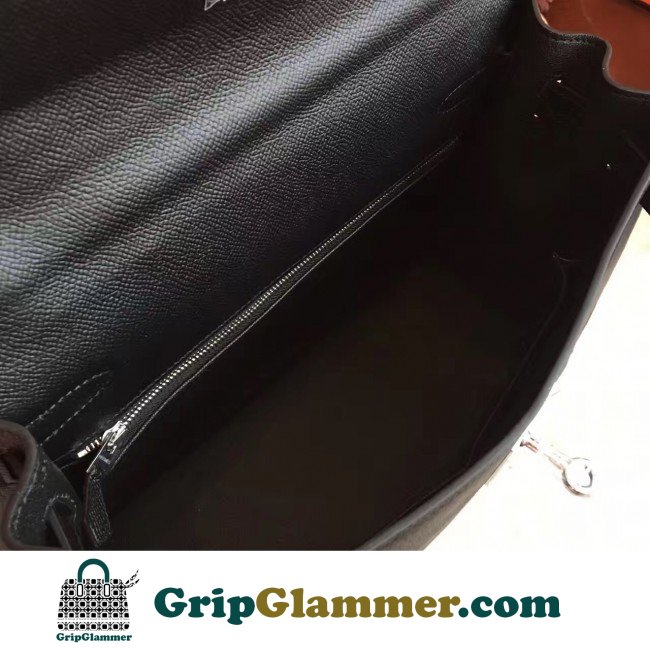 Hermes Black Epsom Kelly 32cm Sellier Lushentic AAAAA Grade Replica - Image 6