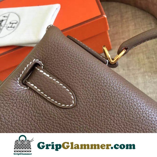 Hermes Etoupe Clemence Kelly Retourne 32cm Lushentic AAAAA Grade Replica - Image 3