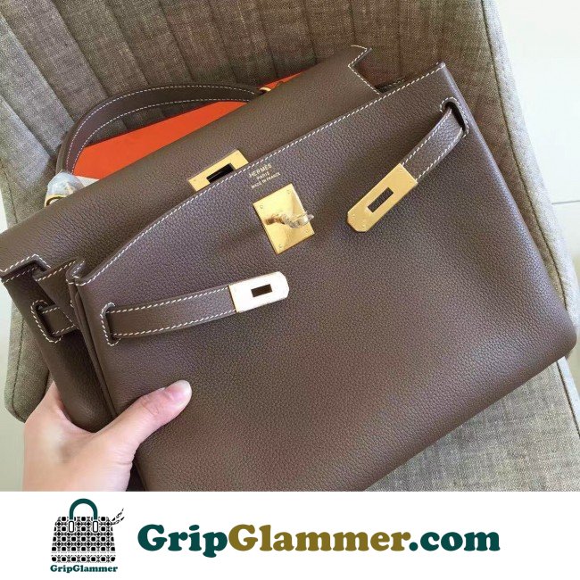 Hermes Etoupe Clemence Kelly Retourne 32cm Lushentic AAAAA Grade Replica - Image 4