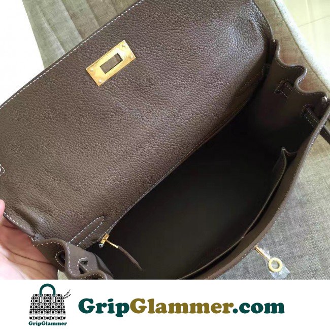 Hermes Etoupe Clemence Kelly Retourne 32cm Lushentic AAAAA Grade Replica - Image 9